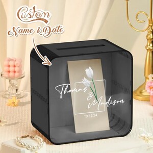 Caja de tarjeta de boda personalizada Caja de recuerdo de boda cuadrada Regalo de boda para pareja