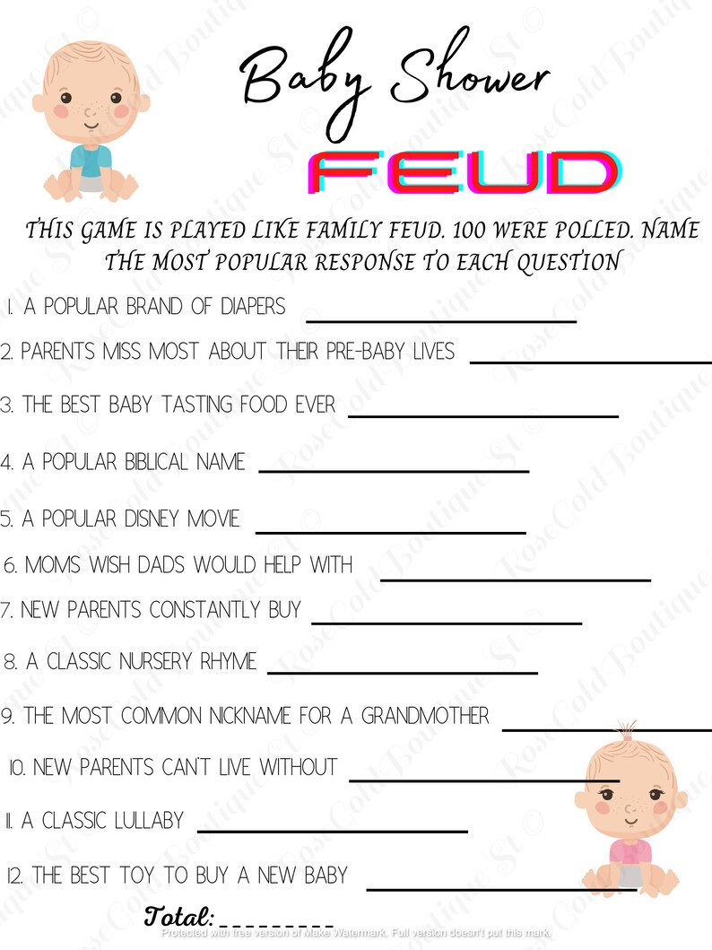 Instant Download, Modern Baby Shower, Printable Baby Shower Games, Games Baby Trivia, Game, Baby ...