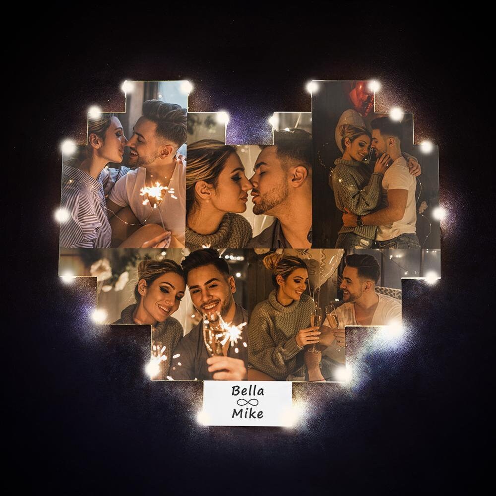 Gifts For Couple Custom Photo Heart Lamp Personalized Anniversary Gift Night Light 3D Printed For Wife