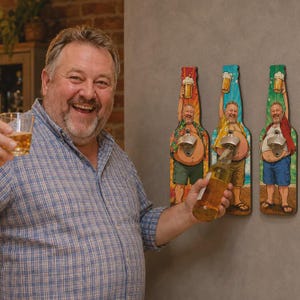 Custom Big Belly Beer Bottle Wall Opener – Personalized Funny Dad Bottle Opener Sign Summer Bar Decor Gift with Custom Face