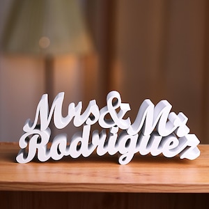 "Personalisiertes 3D-Druck-Zeichen ""Nachname"" Benutzerdefiniertes Hochzeits-Familiennamen-Schild Hochzeit Tabletop-Mittelstücke für Hochzeit und Zuhause."