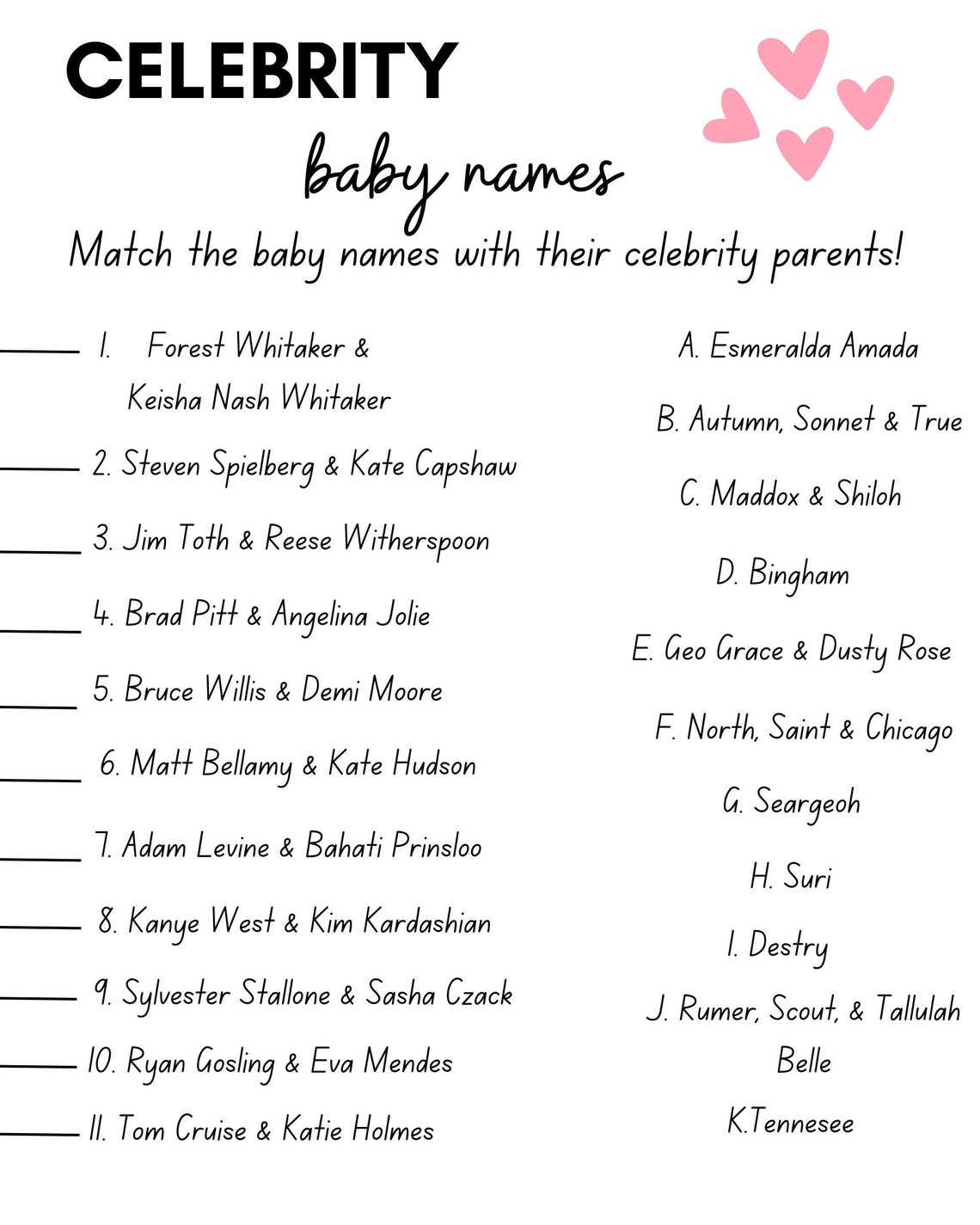 Printables for a Baby Shower Baby Shower Baby Shower Game Etsy