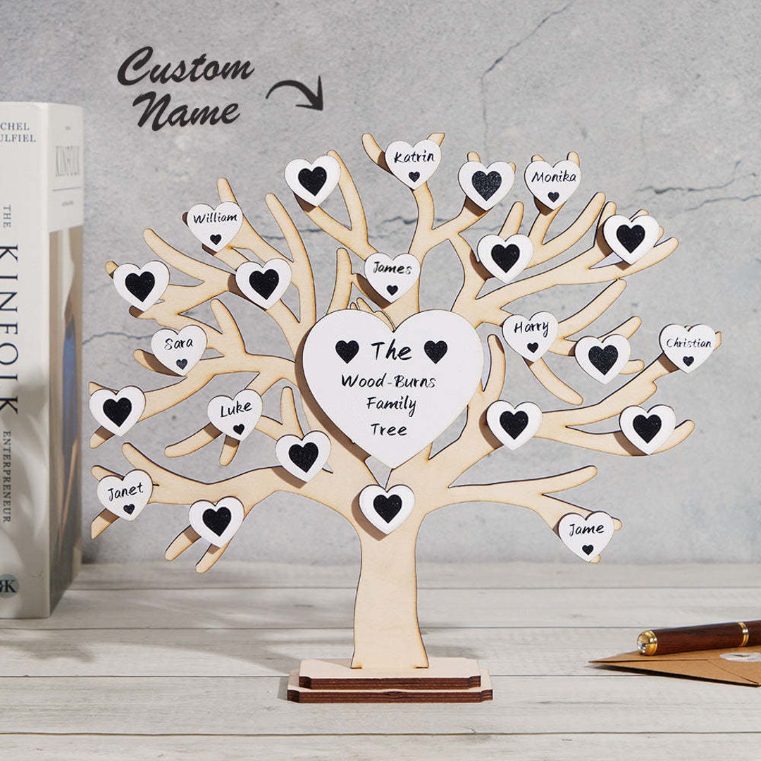 Custom Name Family Tree Personalized Engraved Desk Decoration