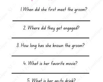 Chi conosce la sposa? Il gioco migliore, Bridal Shower minimalista (PDF)