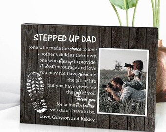Custom Desktop Picture Frame Personalized Stepped Up Dad for Father's Day Gift