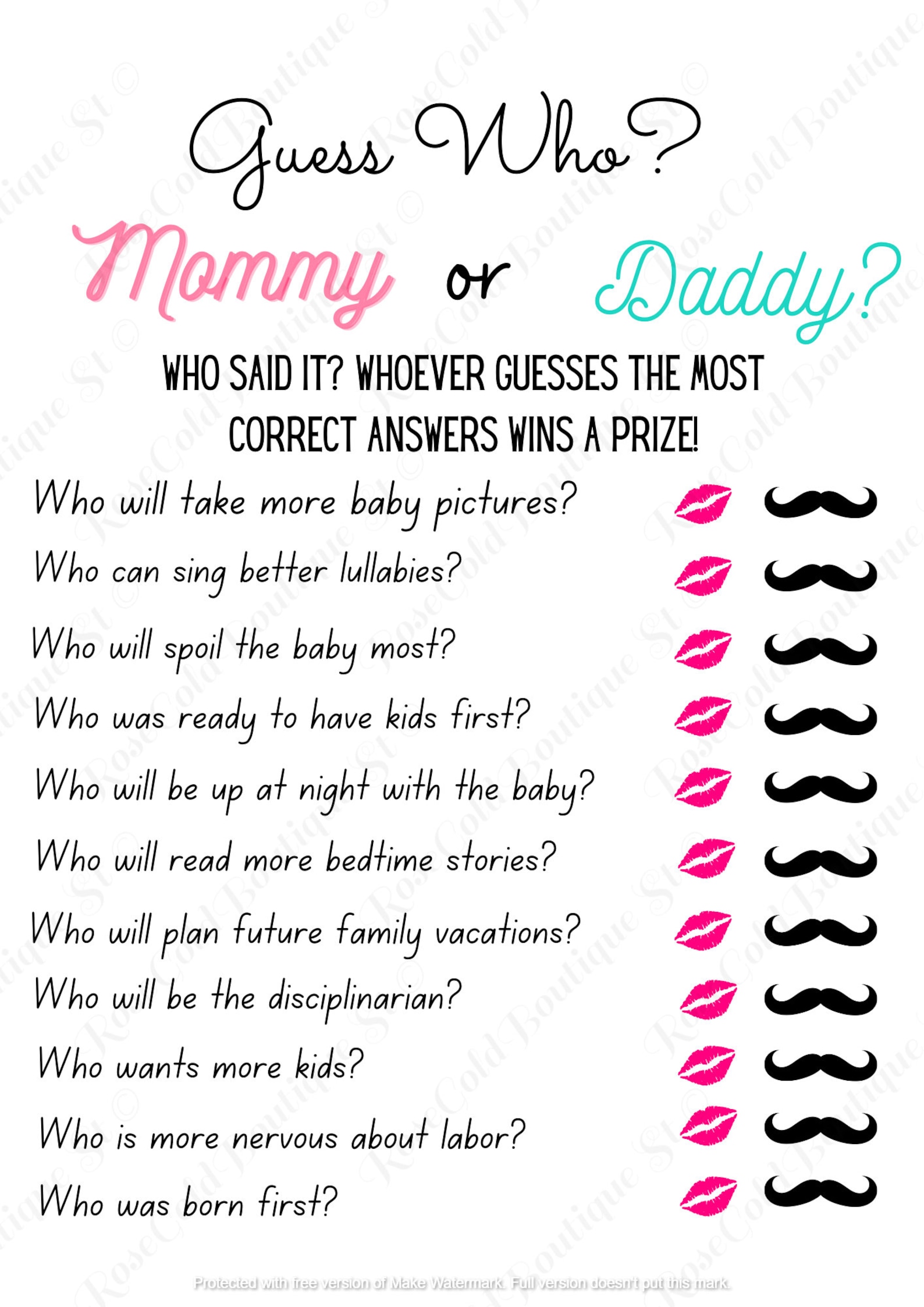 Printables for a Baby Shower, Baby Shower, Baby Shower Game, Baby ...
