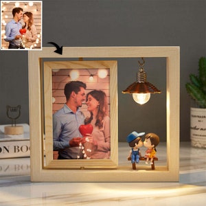 Custom Photo Frame Double Sided Rotating Photo Frame Woodcut Ornament Creative Gift