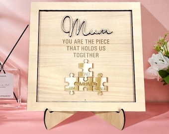 You Are the Piece That Holds Us Together Personalized Mum Puzzle Plaque Mother's Day Gift