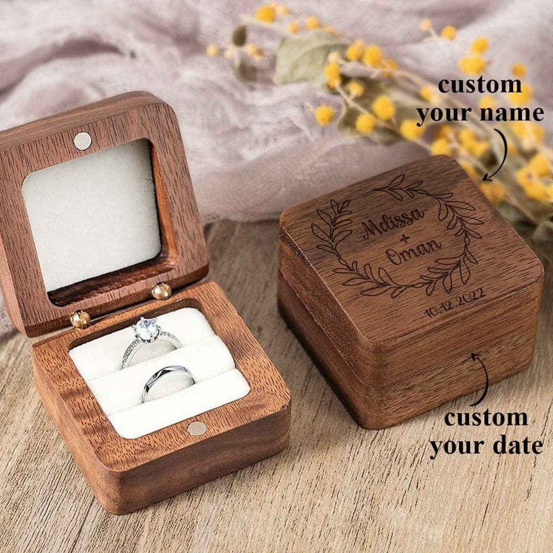 Engraved Wooden Ring Box Custom Ring Box Anniversary Gift for Her - Etsy, image size:1080x1080