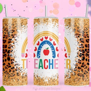 Rainbow Cheetah Teacher Tumbler | 20oz Stainless Steel Cup
