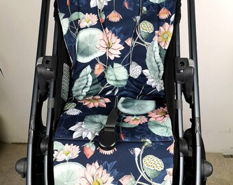 Forro para asiento de cochecito con diseño floral, funda acolchada reversible