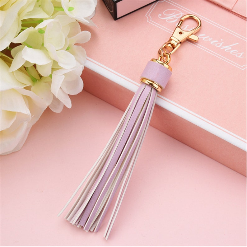 Leather Tassel Keychain Faux Leather Bag Charm Handbag Purse Wallet