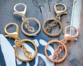 Keychain Keyring, 30mm Plated Stainless Lobster Clasp Split Ring, Supplies for Jewelry Making, 4 Colors Bag Charm Accessories
