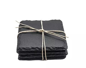 Blank Slate Coasters, Great for Engraving and Crafts, Bulk Wholesale, Round Square Black Slate Coasters, Laser Supply
