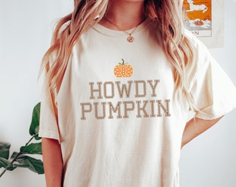 Comfort Colors Pumpkin Shirt | Ivory Western Tee | Hello Pumpkin Shirt | Howdy Pumpkin Autumn Tshirt