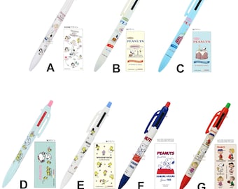 Sun-Stat Stationery 3-Way Multi Pen 2 Colors Ballpoint & Mechanical Pencil Snoopy Joe Cool Woodstock Charlie Brown Animation Japan