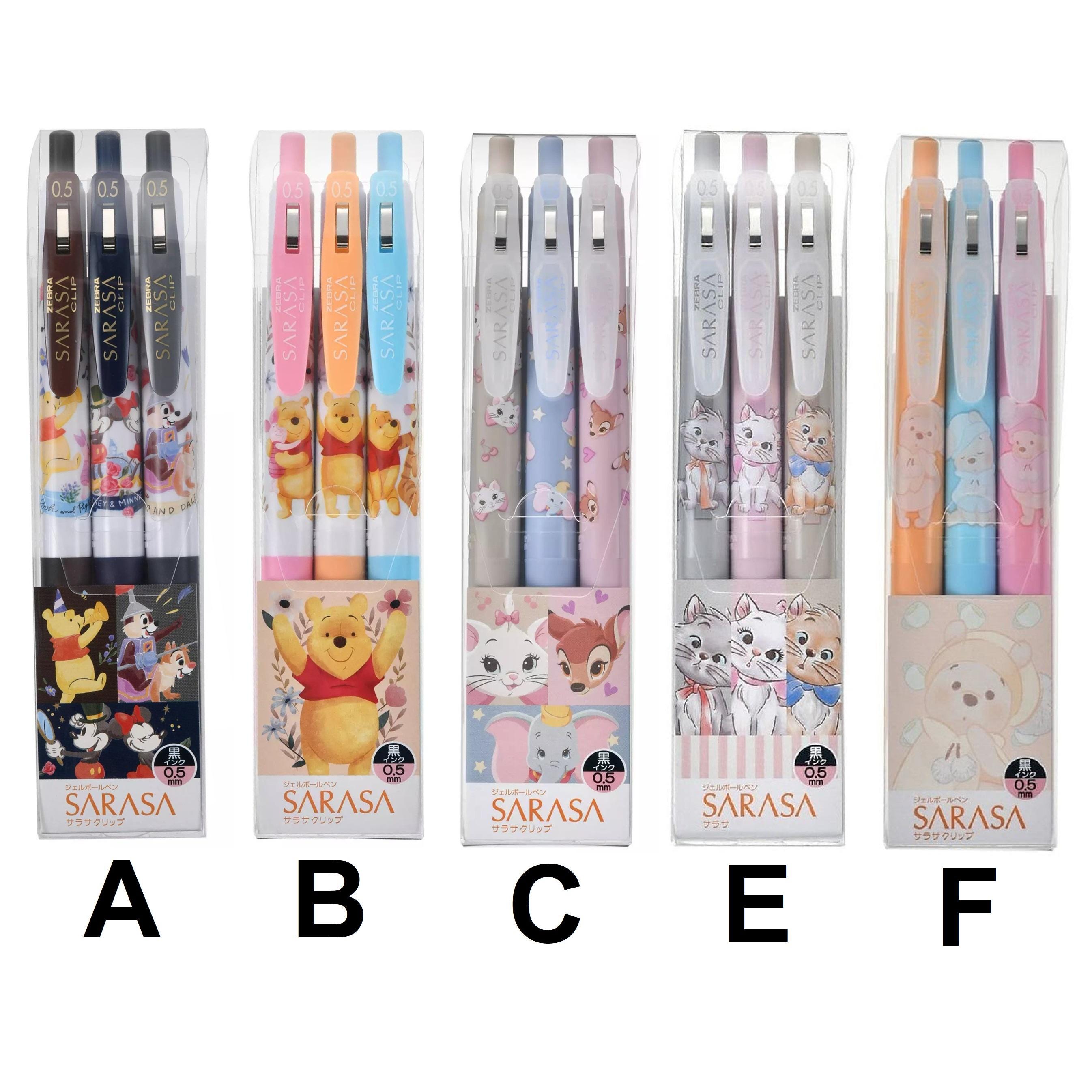 Zebra Sarasa 3pcs 0.5mm Black Ink Gel Pen Set Disney Store