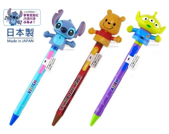 Stylo à bille 0,7 mm à encre noire Disney Winnie l'ourson Stitch Toy Story Aliens lorsque vous appuyez sur les mains des personnages bougent Fabriqué au Japon