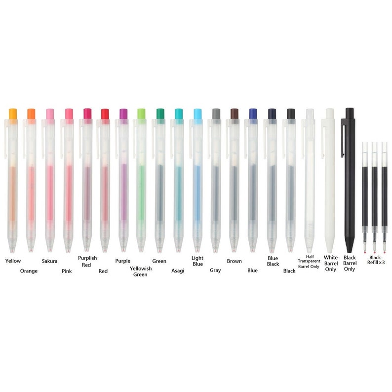 Muji 16 Colors 0.5mm Smooth Gel Ink Ballpoint Pen Knock Type Etsy