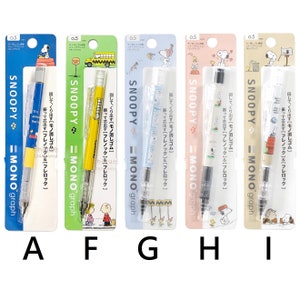 TOMBOW MONO graph 0.5mm Mechanical Pencil Eraser Snoopy Peanuts Woodstock Charlie Brown School Bus Comic Kawaii Cute Japan