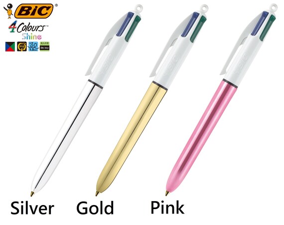 Bic Shiny Gold Pink 4 Colours Ballpoint Pen Made - Etsy