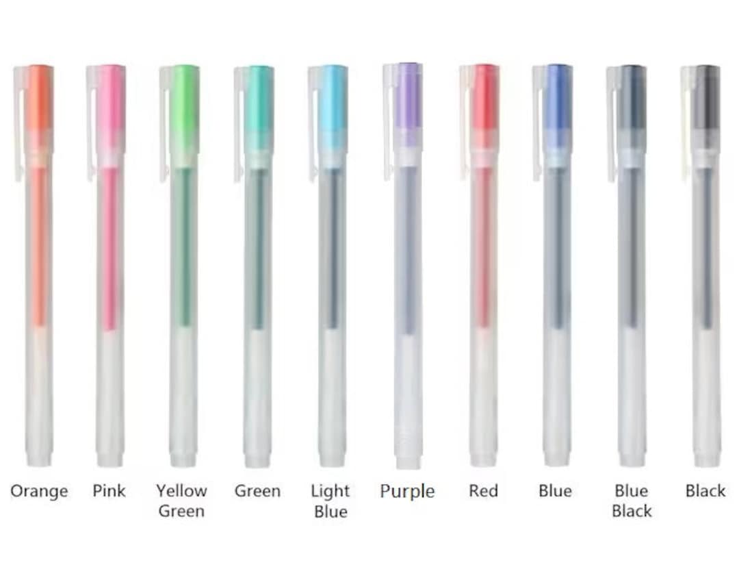 MUJI Gel Ink Ballpoint Pens 0.38mm Set of 9 Pack (5 Black 2 Blue 2 Red) :  : Office Products