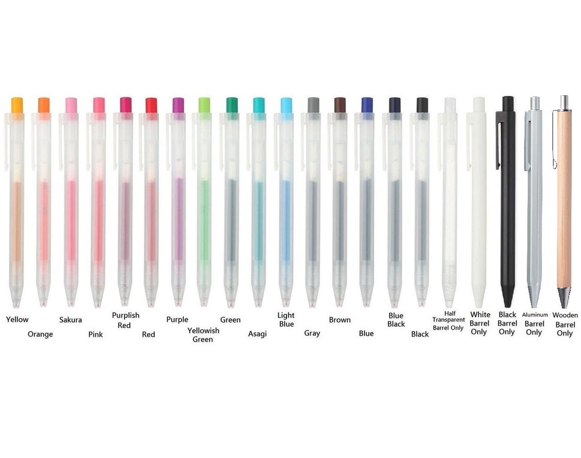  MUJI - 0.5mm Blue Black Smooth Gel Ink Retractable Ballpoint  Pen (10 Pieces) : Office Products