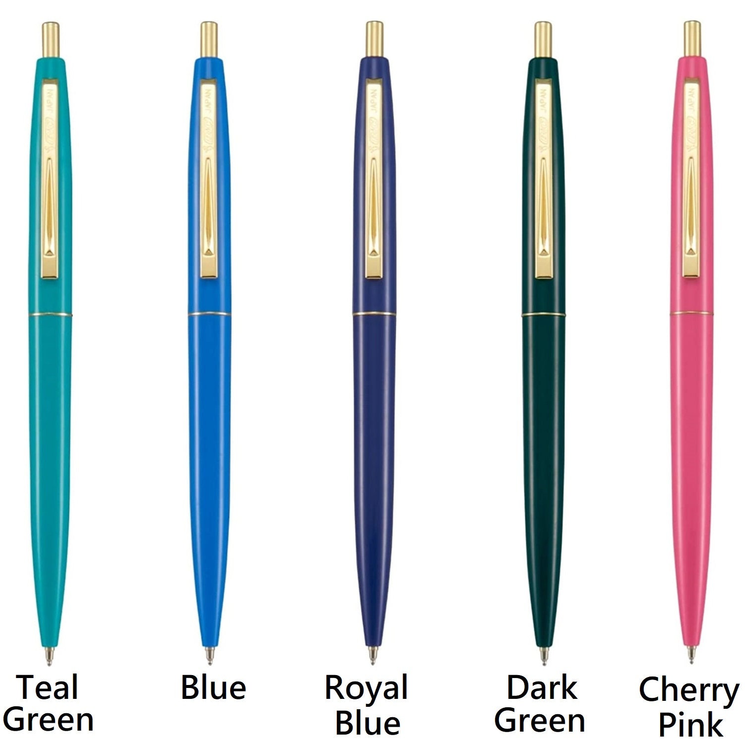 Click Gold Druckkugelschreiber Set – 5 Ersatzminen, 0,5 Mm, Schwarz, Mit Cherryrosa Basis