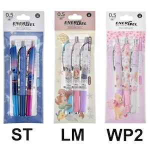 Lot de 3 stylos gel Pentel Energel à encre noire en édition limitée Daisey Store princesse Ariel petite sirène Winnie l'ourson japon