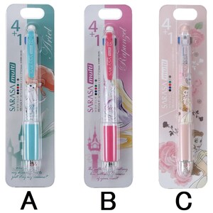 Zebra SARASA multi 4+1 5-Wege-Kugelschreiber Clip Gelschreiber Disney Prinzessin Ariel Die Meerjungfrau Rapunzel Belle Die Schöne und das Biest Japan