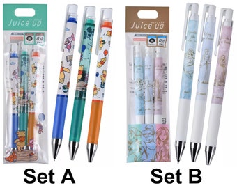 Pilot Juice Up 3pcs Set Black Ink 0.4mm Gel Ballpoint Pen Disney Store Limited Winnie the Pooh Princess Ariel Rapunzel Cinderella  Japan