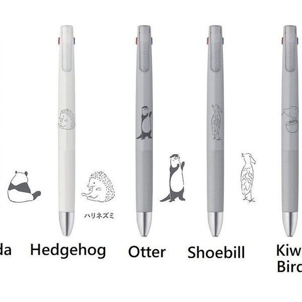 Zebra bLen 3C 3 Colors 0.5mm Ballpoint Pen Green Flash Panda Hedgehog Otter Shoebill Kiwi Bird Made in Japan