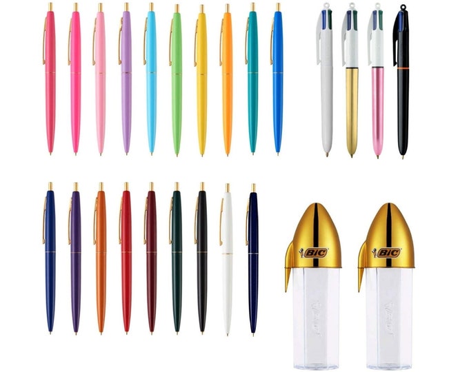 23pcs Bic Ballpoint Pens Set 19pcs Gold Clic Ballpoint Pen, 4pcs 4