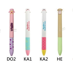May include: Six double-ended pens with different animal toppers. The pens have a blue, pink, white, pink, green, and blue body. The toppers are a penguin, a bunny, a bear, a bear, an otter, and a seal. The pens have the text "DONPEN", "DONKO", "Kanahei's Small animals", "Kanahei's Small animals", "m-JIEAL", and "m-m.REAL" on them.