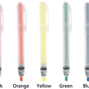 Muji 5 Colors Fluorescent Highlighter Pen Knock Type Retractable Pentel Handy-line S Refill Japan