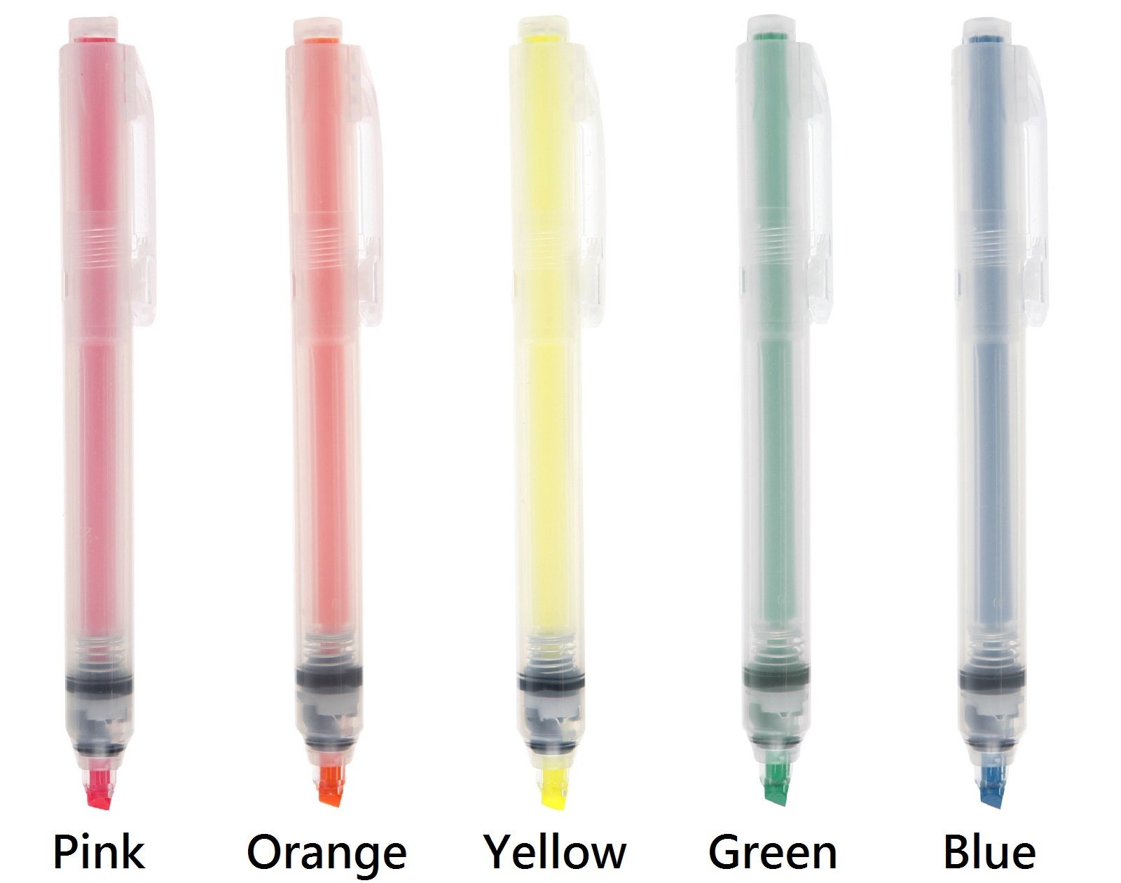 Muji Push Button Highlighter Pen (Refill-exchange Type) 5-colors Set