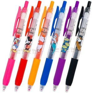 Ensemble de 6 couleurs stylo gel zèbre Sarasa 0,5 mm Disney Donald Daisy Duck Mickey Minnie Mouse Winnie l'ourson Princesse Ariel Aliens Chip & Dale Japon