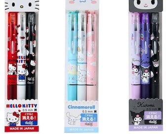 3Pcs Set Pilot Frixion 0.5mm Black Ink Erasable Ballpoint Pen Japan Characters Animation Anime Kawaii Comic Cute Cartoon