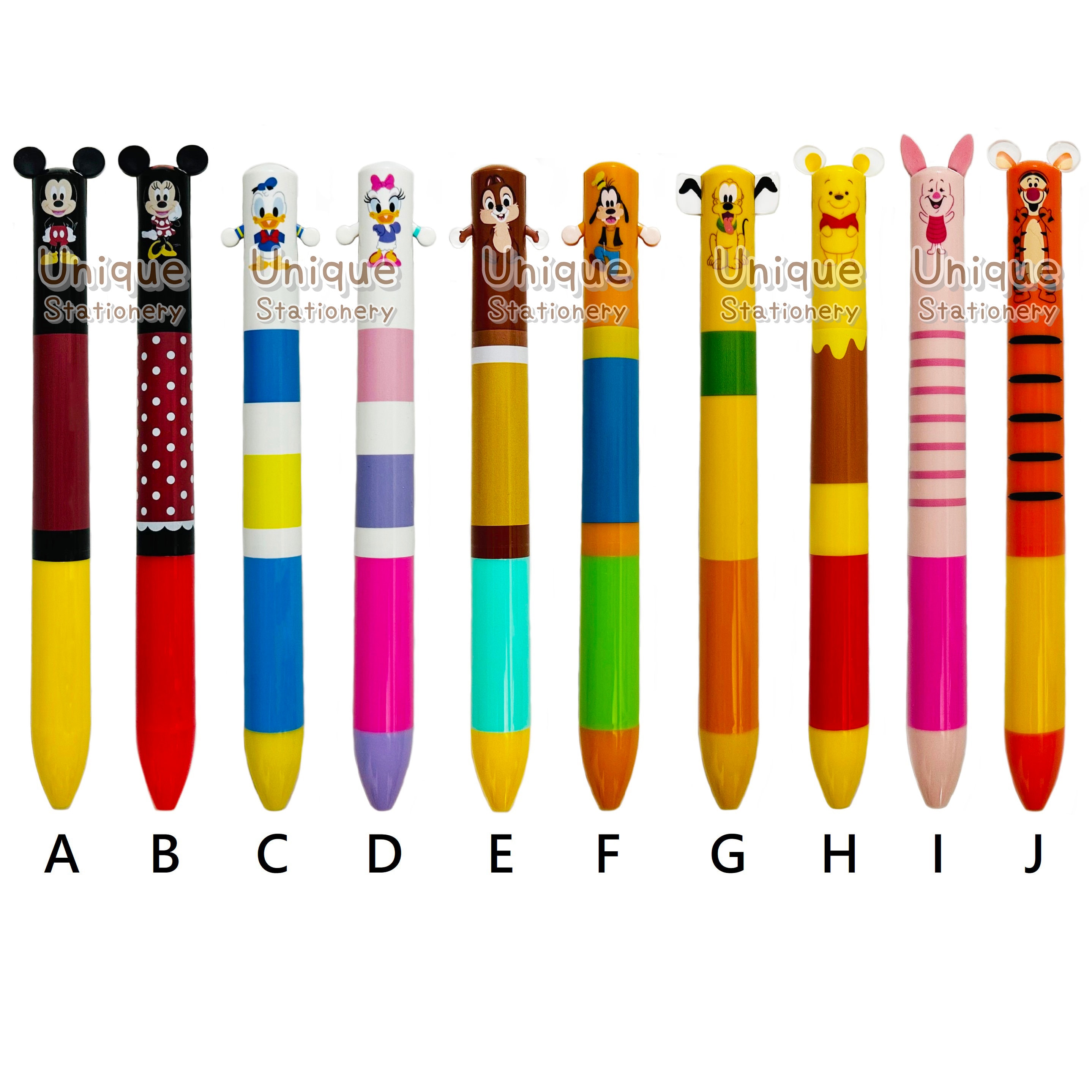 Funbox mimi 2-way Ballpoint Pen Black & Red Ink Disney Mickey Minnie Mouse Donald Daisy Duck Chip n Dale Winnie the Pooh Piglet Tigger Japan