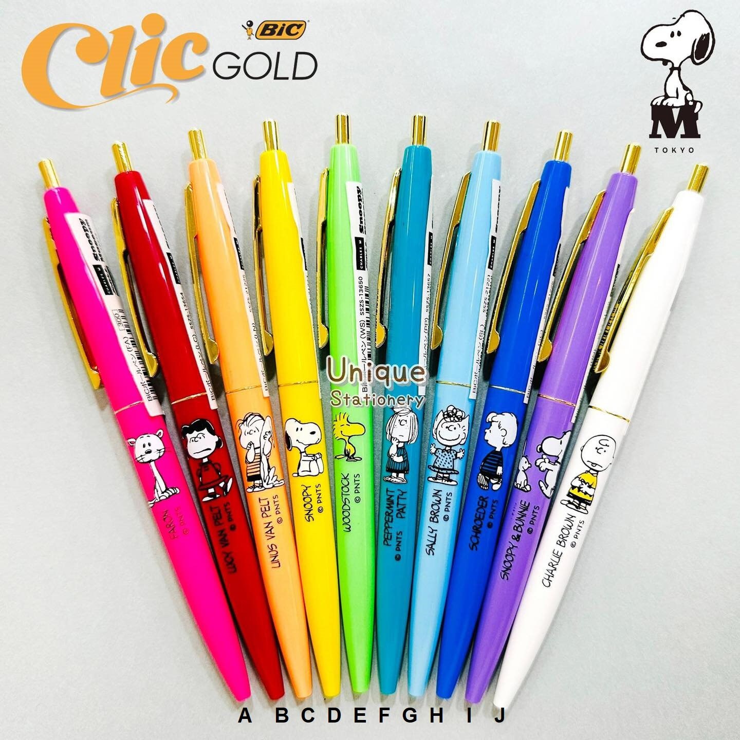 Snoopy Museum Tokyo Limited Bic Clic GOLD Black Ink Ballpoint Pen