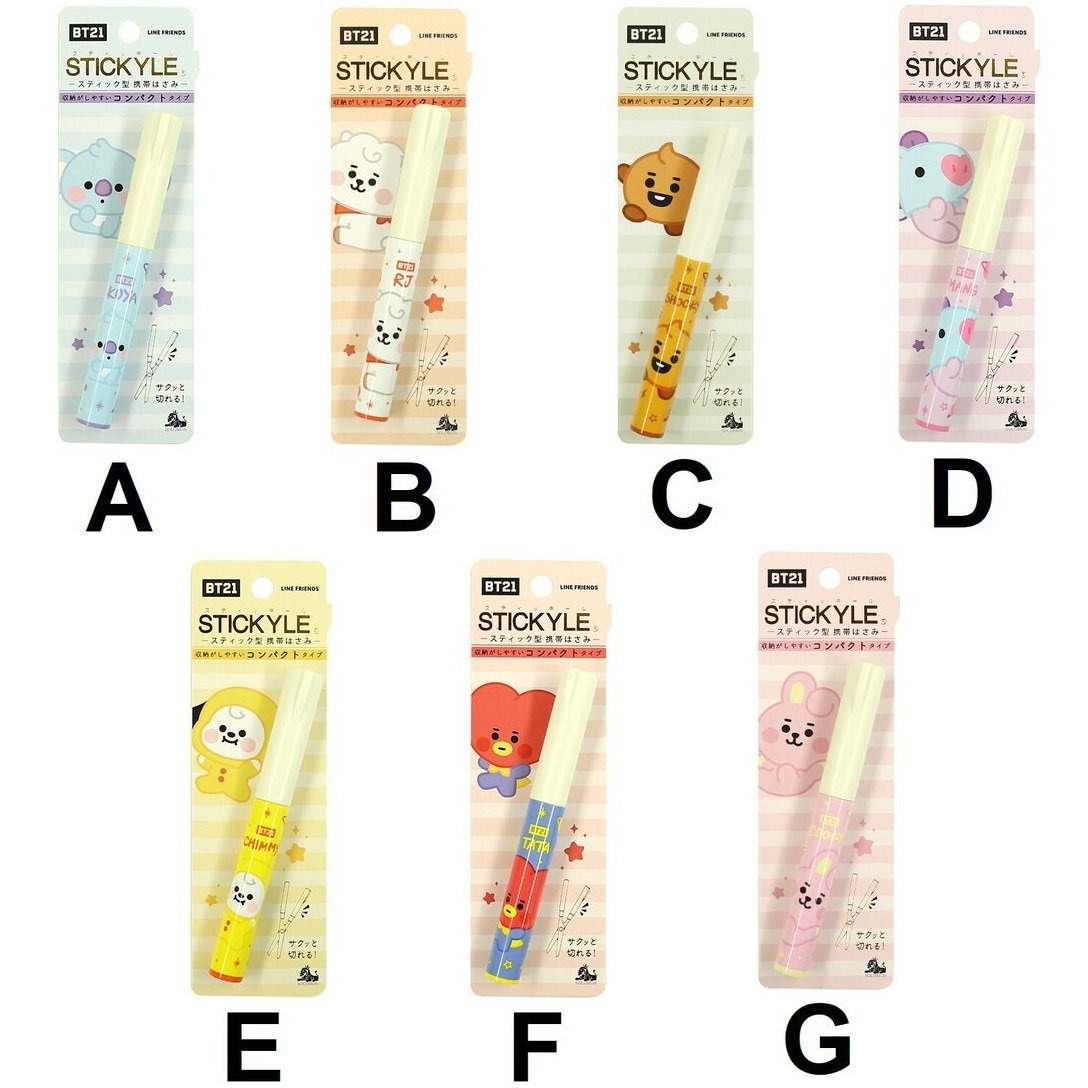 Portable Cap-type Scissors STICKYLE BT21 Tata Chimmy RJ Cooky Mang Shooky Koya Line Friends Korea Japan