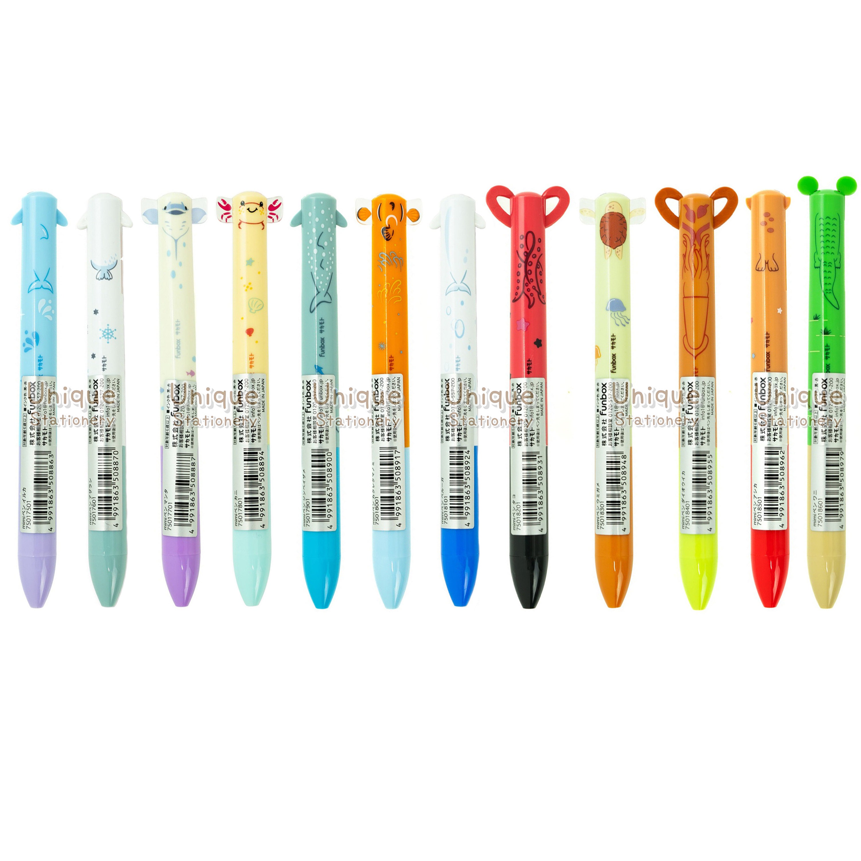 Funbox Mimi 2-way Ballpoint Pen Black & Red Ink Sea Animals