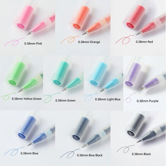Muji 10 Colors 0.38mm 0.5mm 0.7mm Cap-type Gel Ink Ballpoint Pen Barrel  Refill Japan 