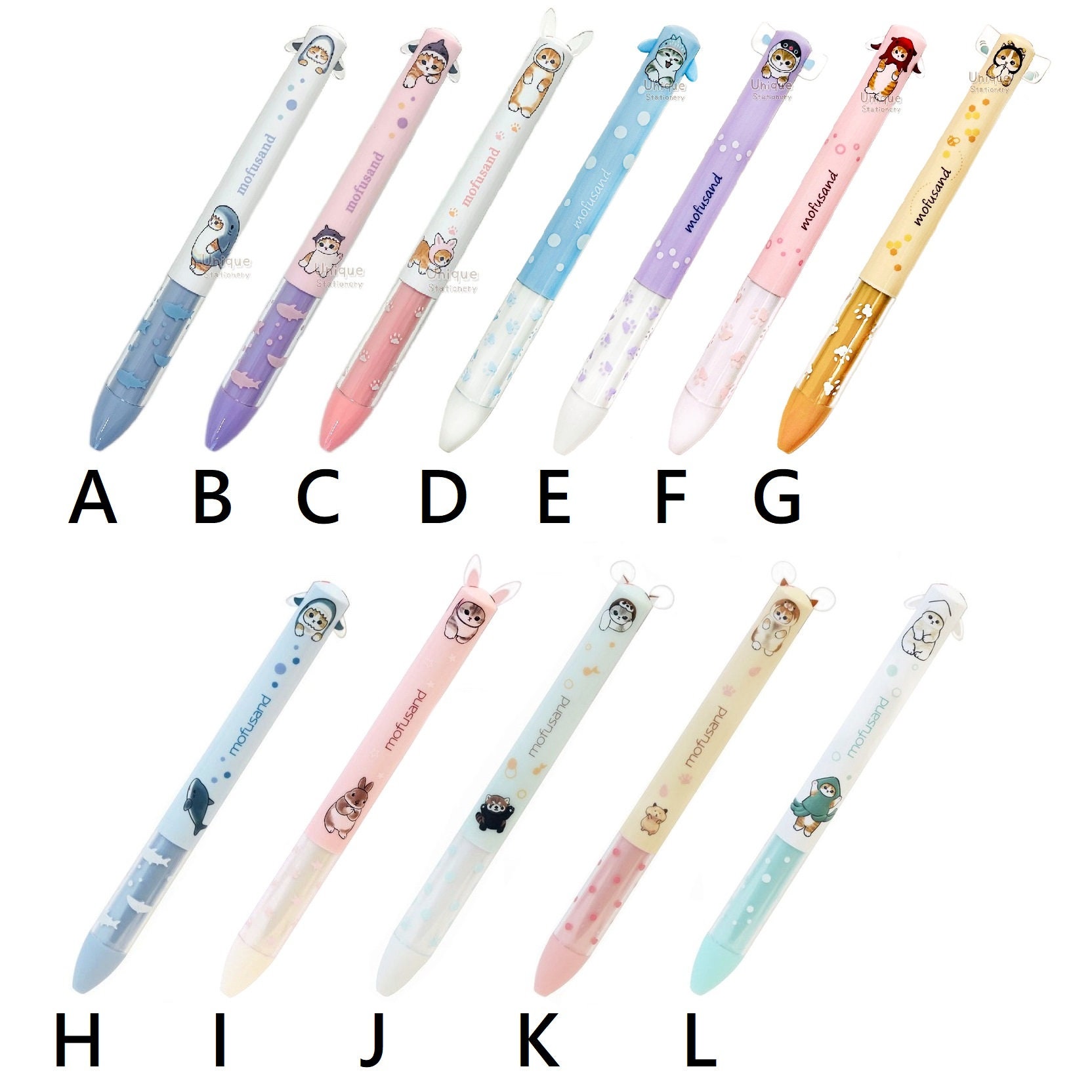 Funbox 2-way Ballpoint Pen Black Red Ink mofusand Shark Cat Rabbit Whale Bee Squid Hamster Red Panda Japan