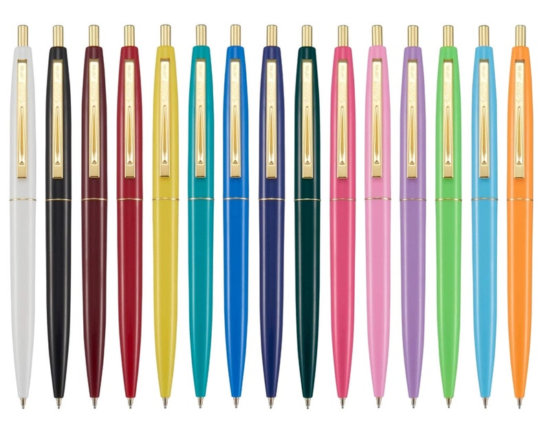 Bic Clic GOLD 0.5mm Ballpoint Pen with Black Ink Made in Japan Designed in France 15 Colors Set