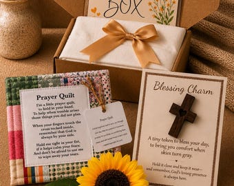Christian Prayer Box- Christian gifts, Prayer Quilt, Cross Charm, Sympathy Gifts, Christian Gifts for Women and Men, Encouragement Gifts