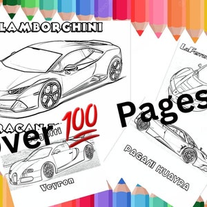 100 ページを超えるエキゾチックカーの印刷可能な塗り絵