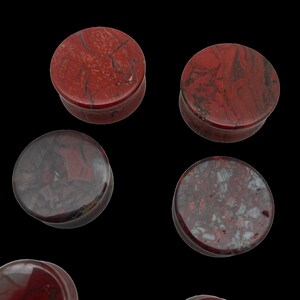 Brecciated Jasper Stone Plugs – Red Jasper Ear Gauges – Double Flare Natural Stone Plugs in Multiple Sizes – Grounding Crystal Body Jewelry image 2