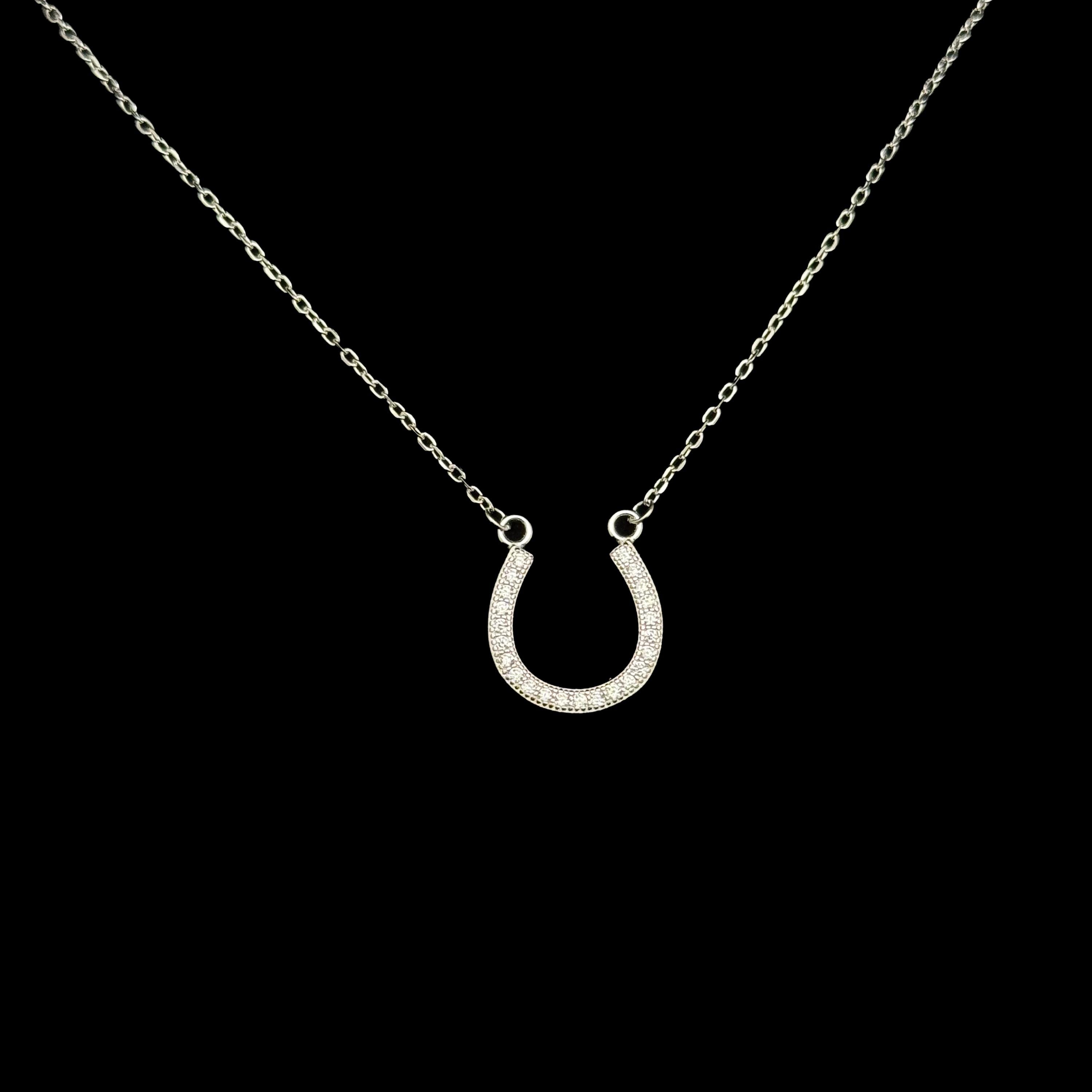 Sterling Silver Horseshoe Necklace | Lucky Horseshoe Pendant | 19 Inch ...