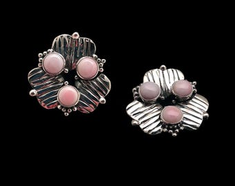Rosa Conch Ring - .925 Sterling Silber Klee 3 Stein Einstellung